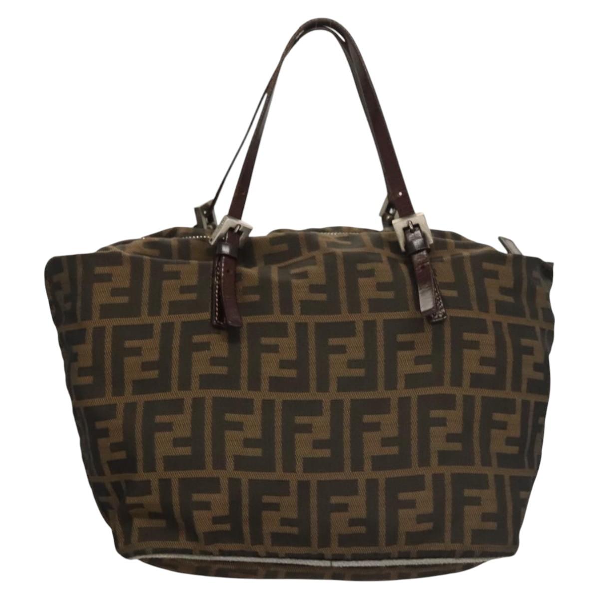 FENDI Zucca Canvas Hand Bag Black Brown Auth ep8782