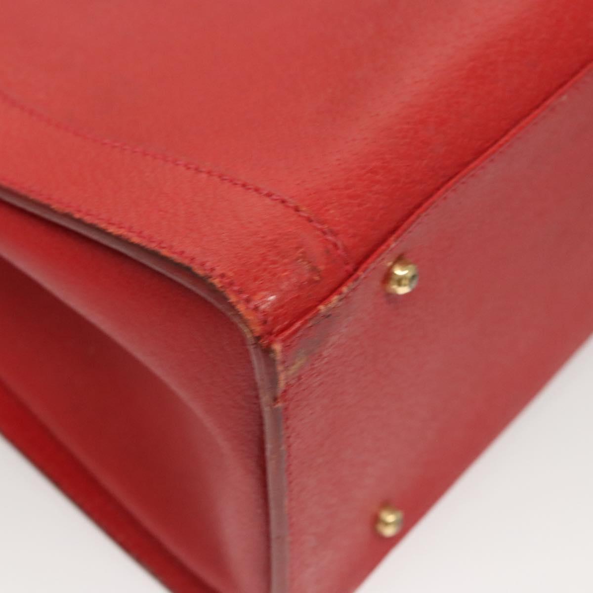GUCCI Bamboo Hand Bag Leather Red Gold 002 1186 0259 Auth ep8784