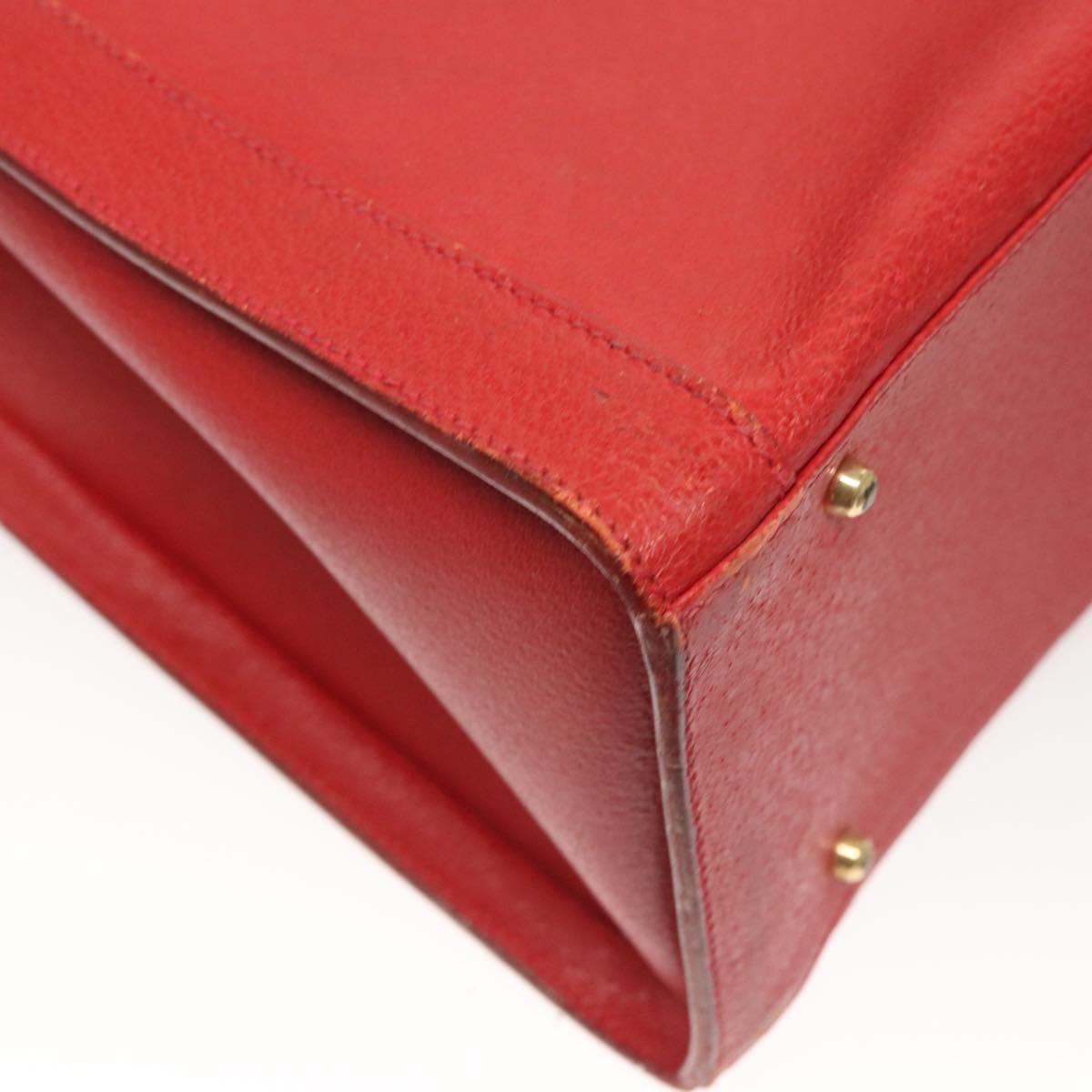 GUCCI Bamboo Hand Bag Leather Red Gold 002 1186 0259 Auth ep8784