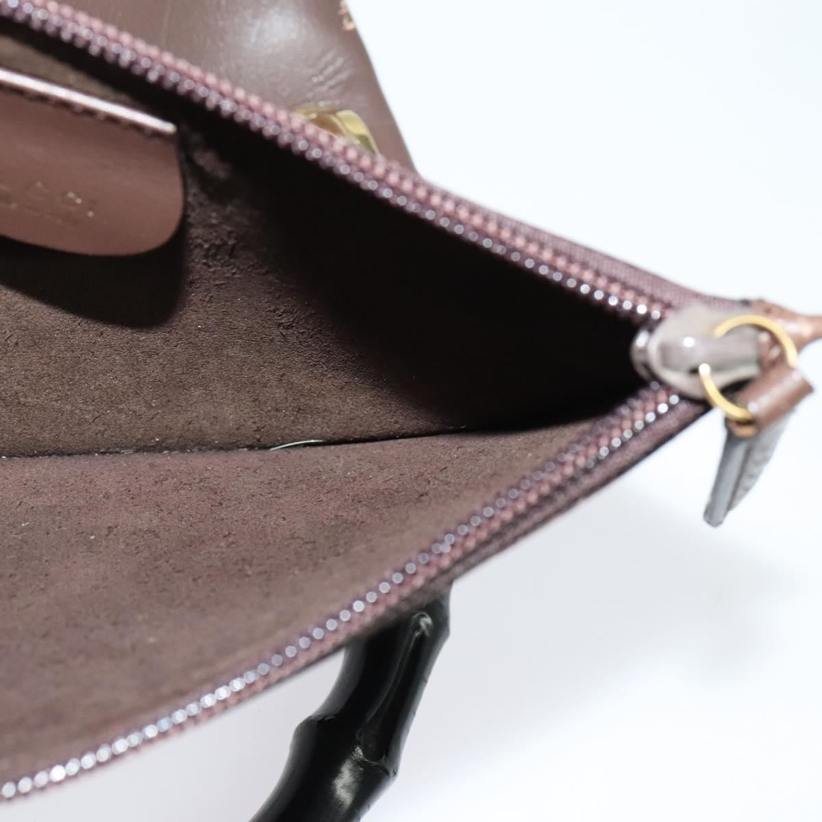 GUCCI Bamboo Shoulder Bag Leather Brown Gold 001 1553 1880 Auth ep8788
