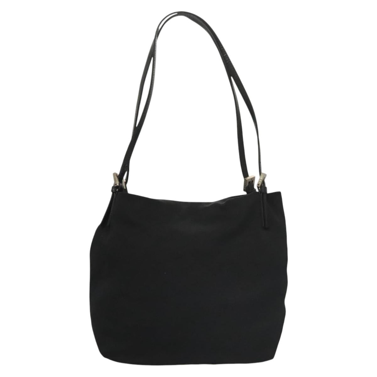 FENDI Shoulder Bag Nylon Black Silver Auth ep8791