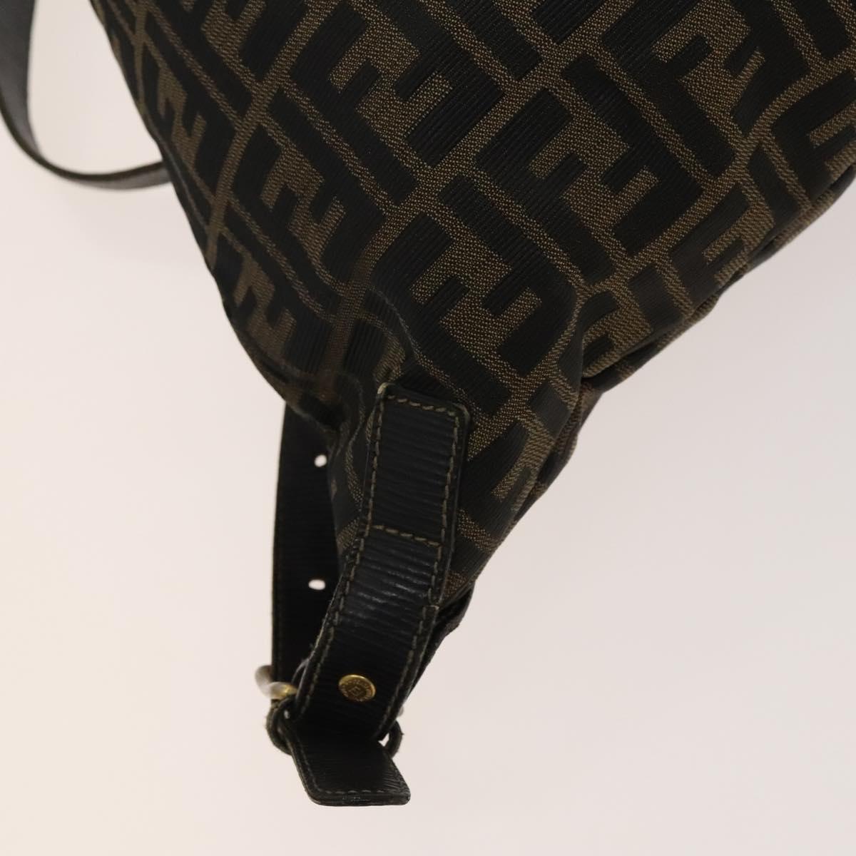 FENDI Zucca Canvas Backpack Brown Black gold Auth ep8792