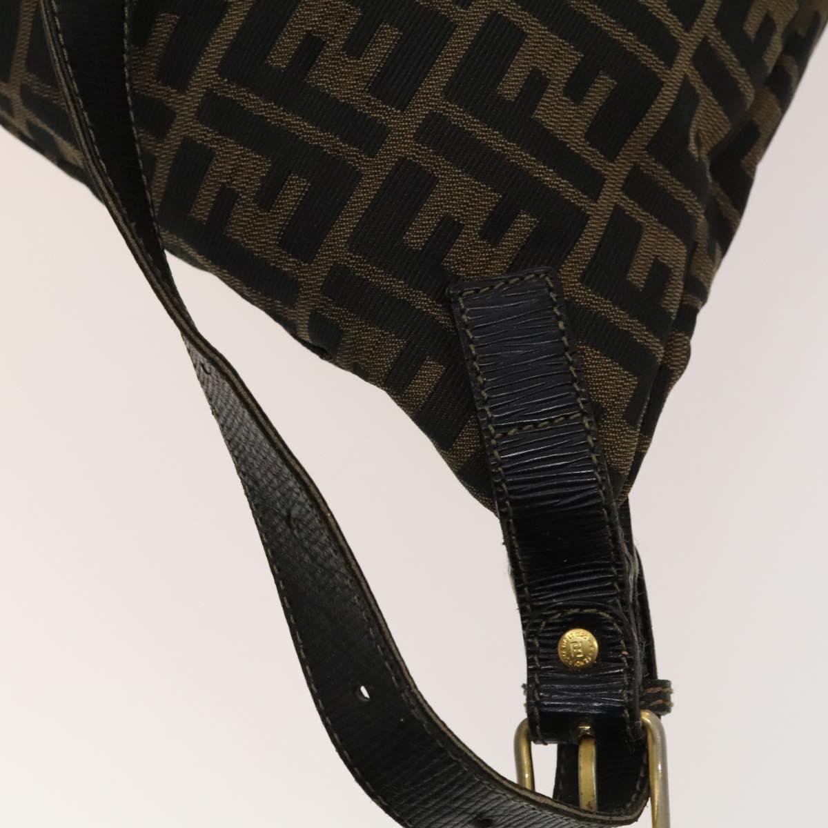 FENDI Zucca Canvas Backpack Brown Black gold Auth ep8792
