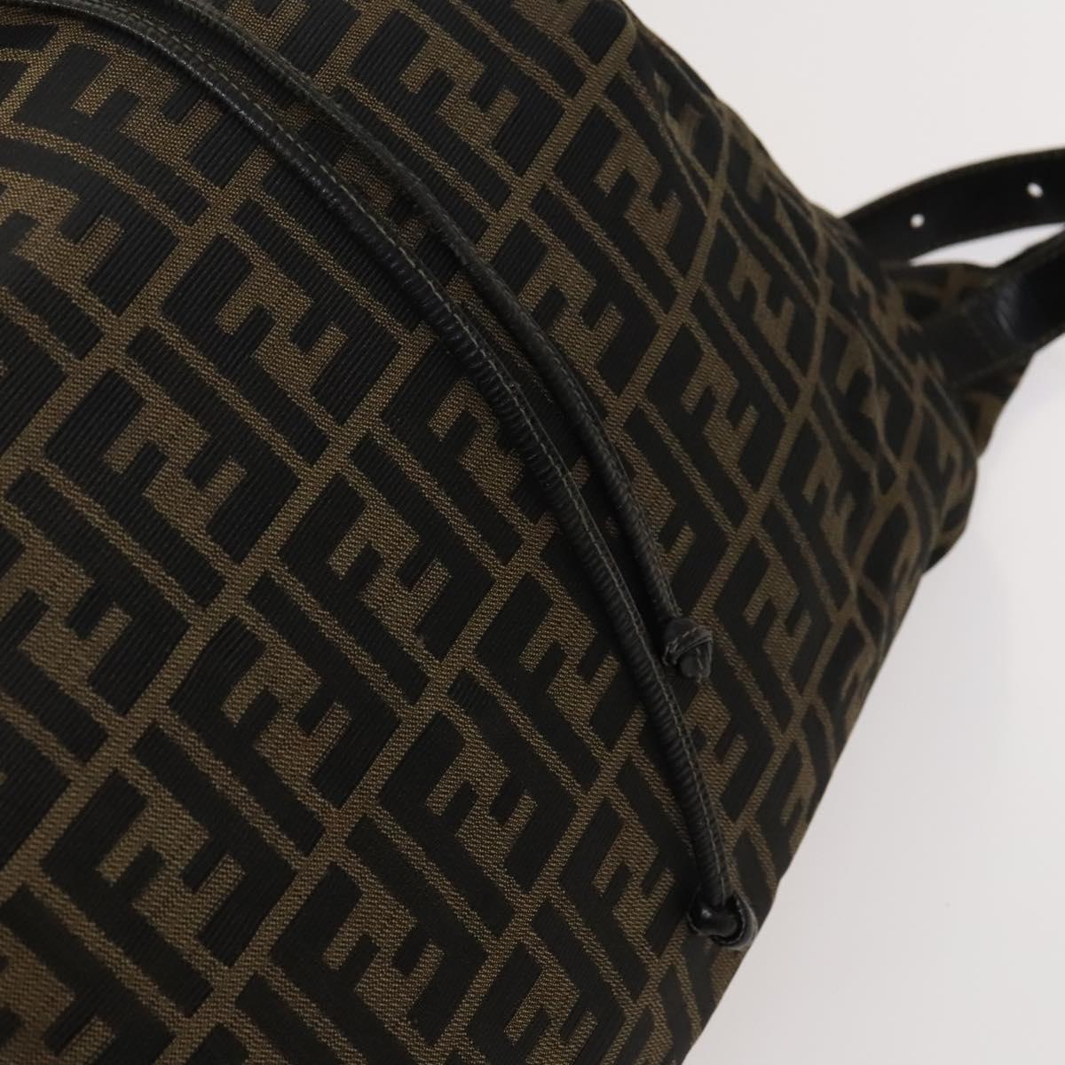 FENDI Zucca Canvas Backpack Brown Black gold Auth ep8792