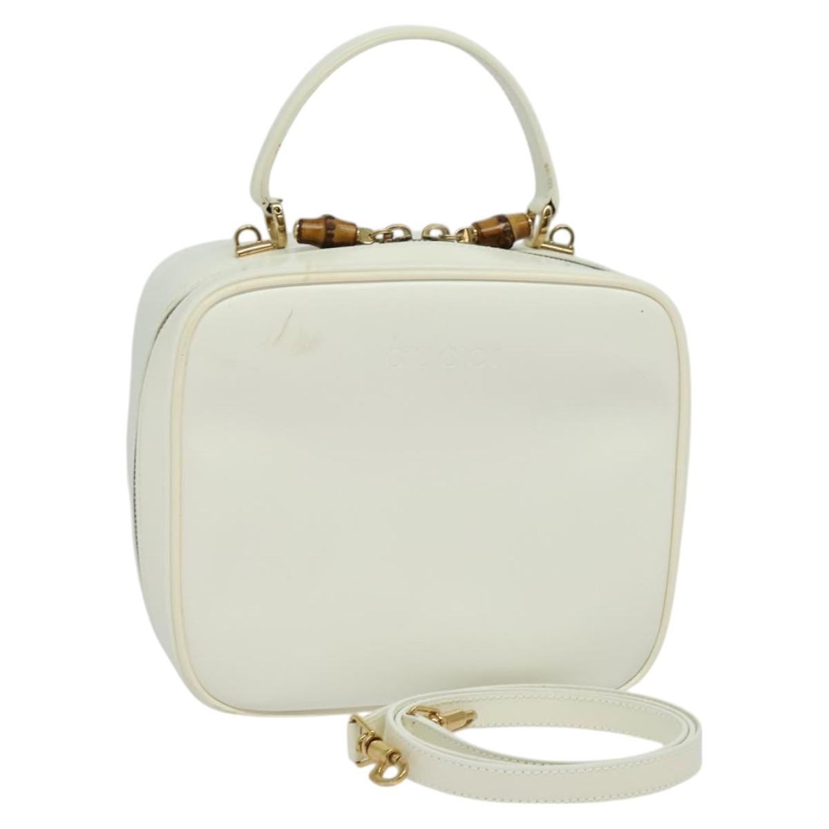 GUCCI Vanity Cosmetic Pouch Patent 2way Gold White 000 270 0323 Auth ep8794