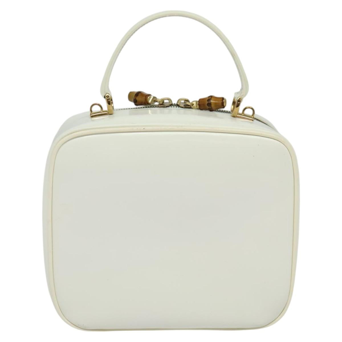 GUCCI Vanity Cosmetic Pouch Patent 2way Gold White 000 270 0323 Auth ep8794