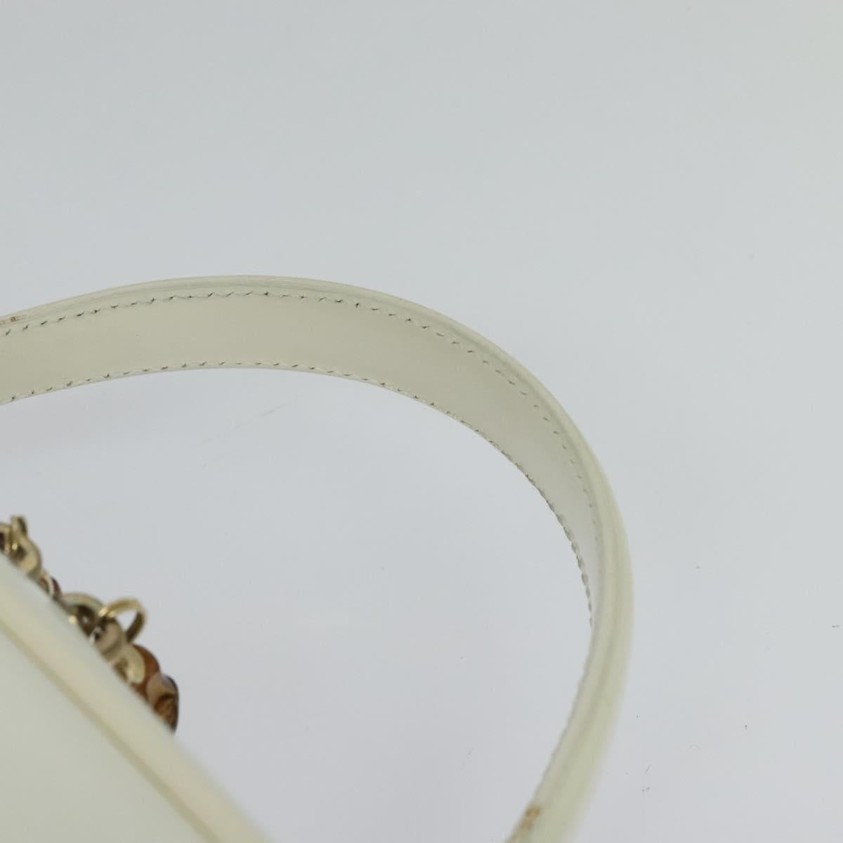 GUCCI Vanity Cosmetic Pouch Patent 2way Gold White 000 270 0323 Auth ep8794