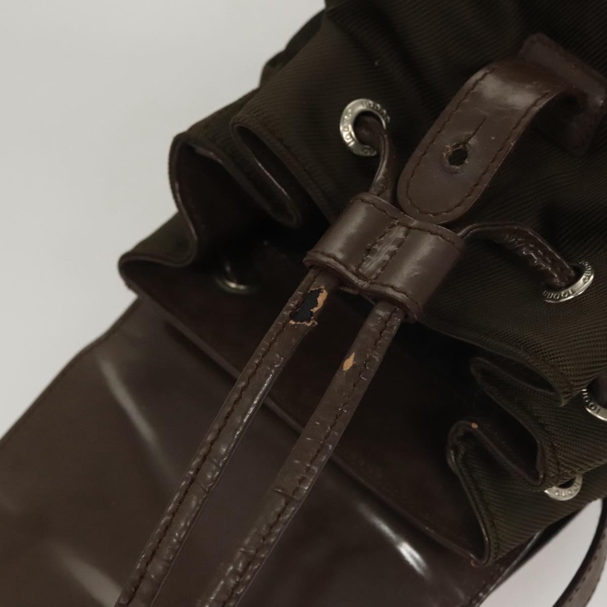 GUCCI Bamboo Backpack Nylon Khaki 003 2058 0030 5 Auth ep8797