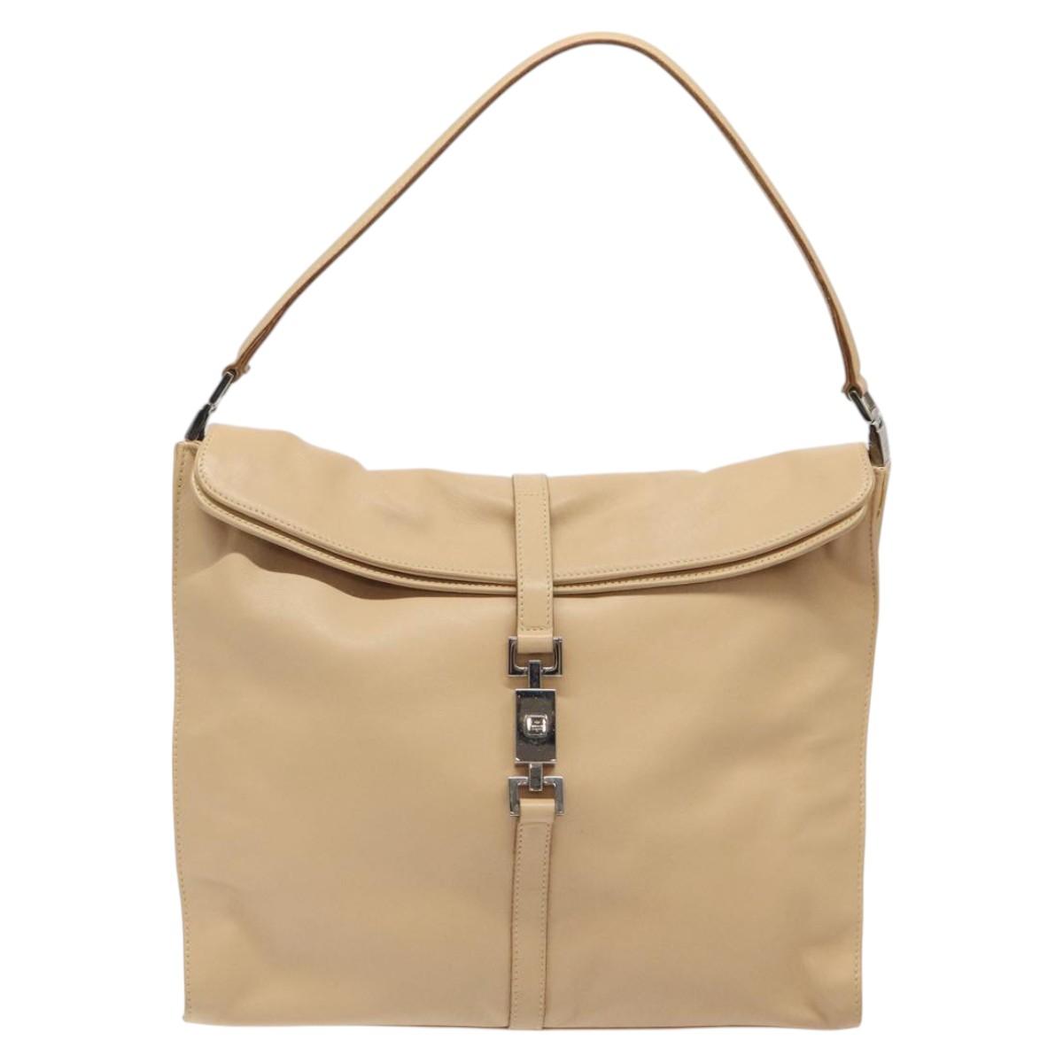 GUCCI Jackie Shoulder Bag Leather Beige Gold 001 3355 Auth ep8818