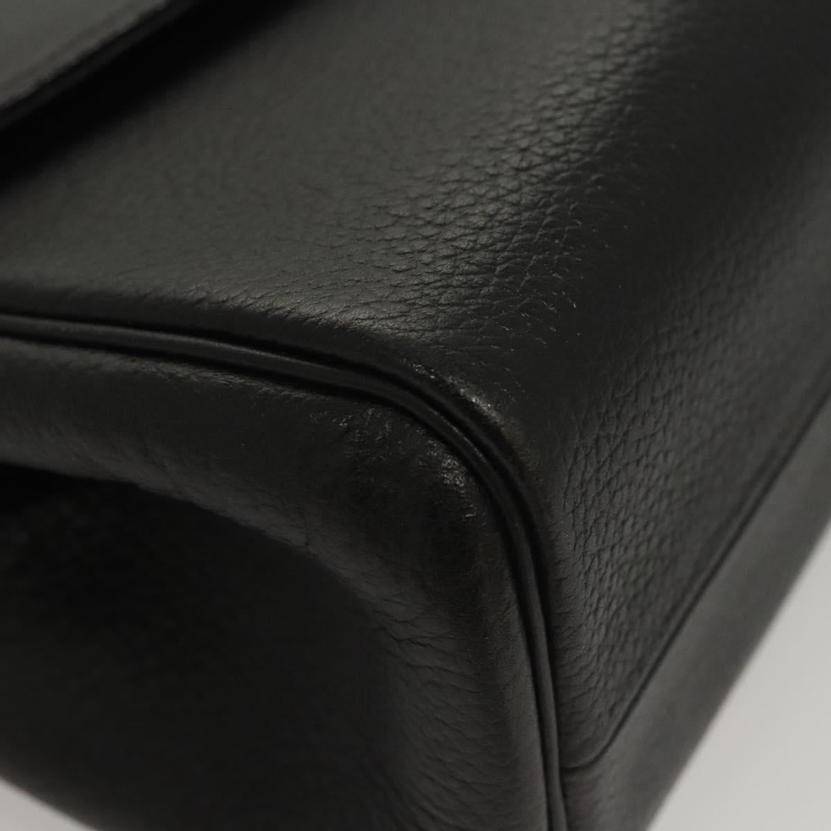 Burberrys Hand Bag Leather Black Gold Auth ep8841