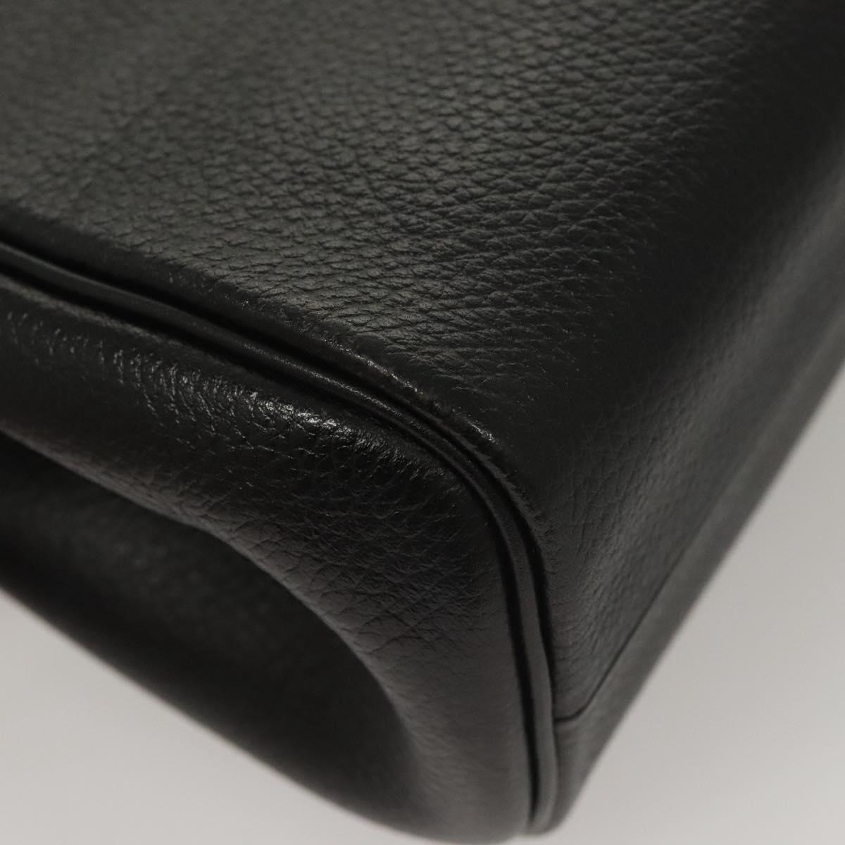 Burberrys Hand Bag Leather Black Gold Auth ep8841