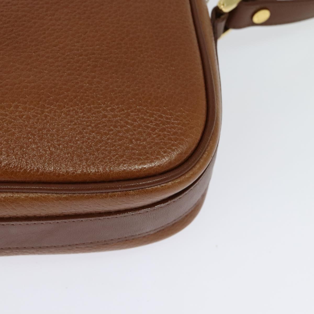 Burberrys Shoulder Bag Leather Brown Gold Auth ep8843