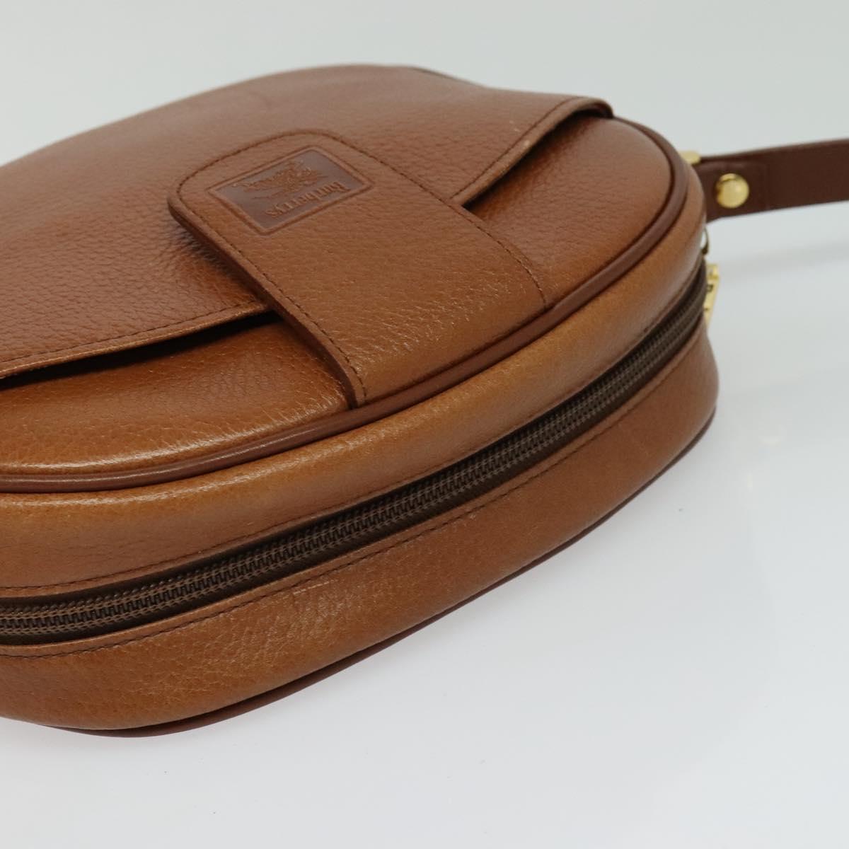 Burberrys Shoulder Bag Leather Brown Gold Auth ep8843