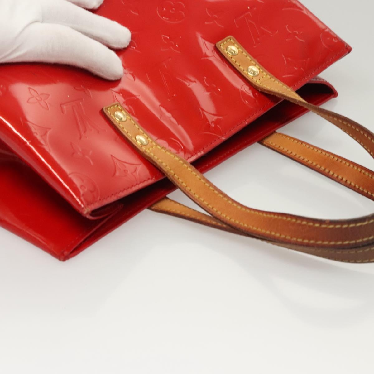 LOUIS VUITTON Monogram Vernis Reade MM Hand Bag Red Rouge M91086 LV Auth ep8844