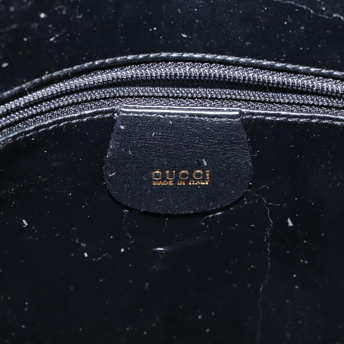 GUCCI Bamboo Hand Bag Leather Black Gold 001 1998 1638 Auth ep8846
