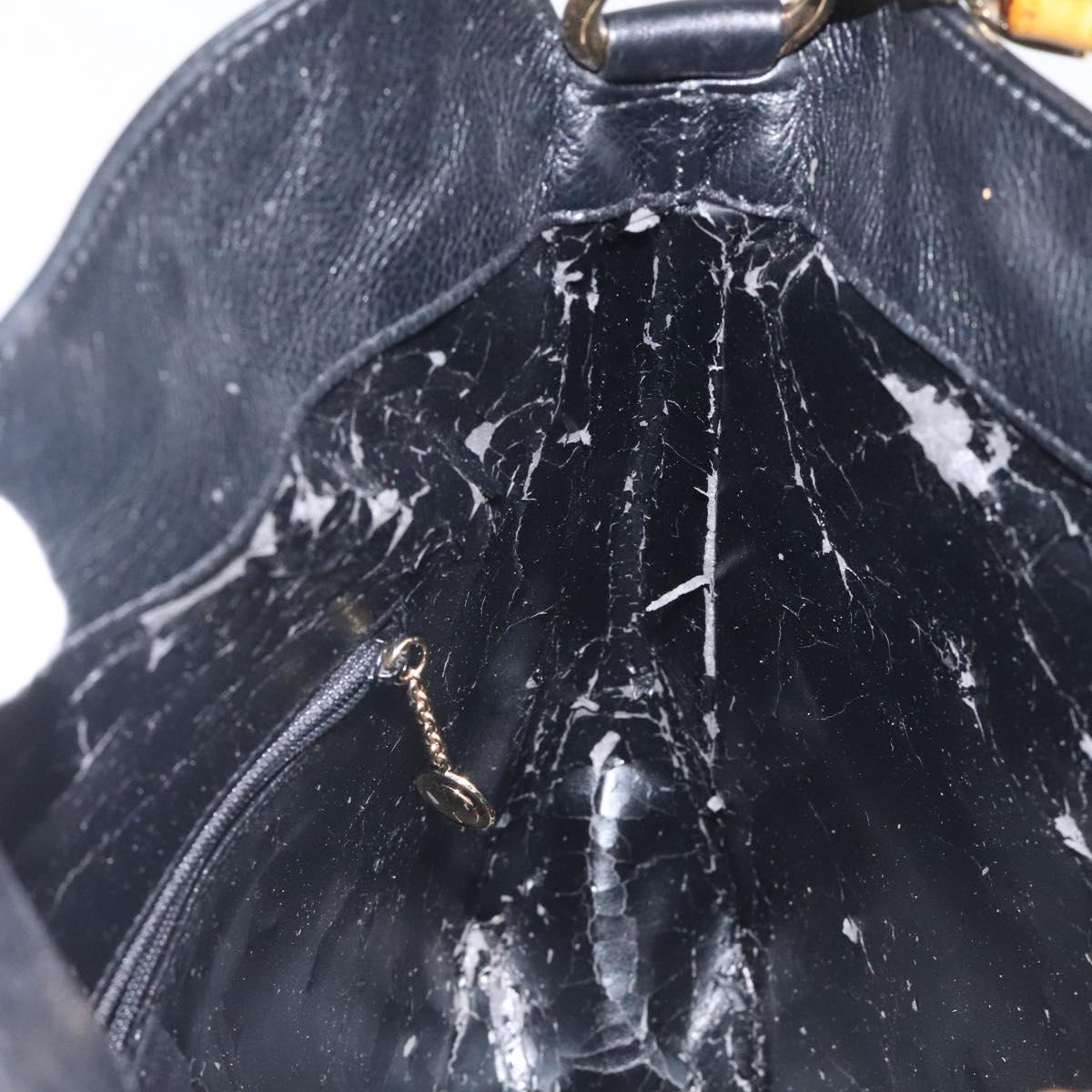 GUCCI Bamboo Hand Bag Leather Black Gold 001 1998 1638 Auth ep8846
