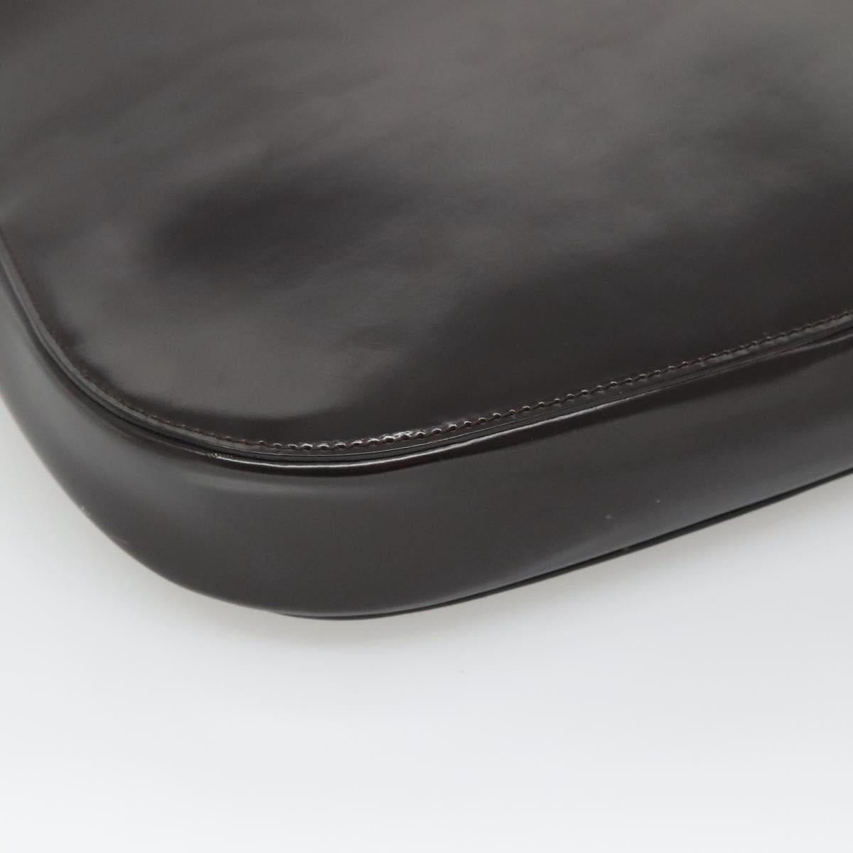 GUCCI Shoulder Bag Patent leather Brown Silver 001 3166 Auth ep8849