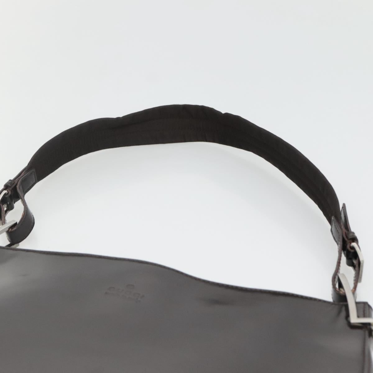GUCCI Shoulder Bag Patent leather Brown Silver 001 3166 Auth ep8849
