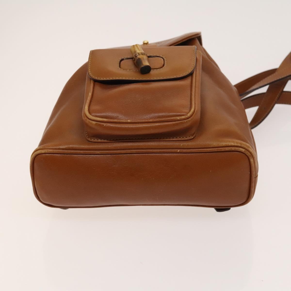 GUCCI Bamboo Backpack Leather Brown Gold 003 1956 0030 Auth ep8855