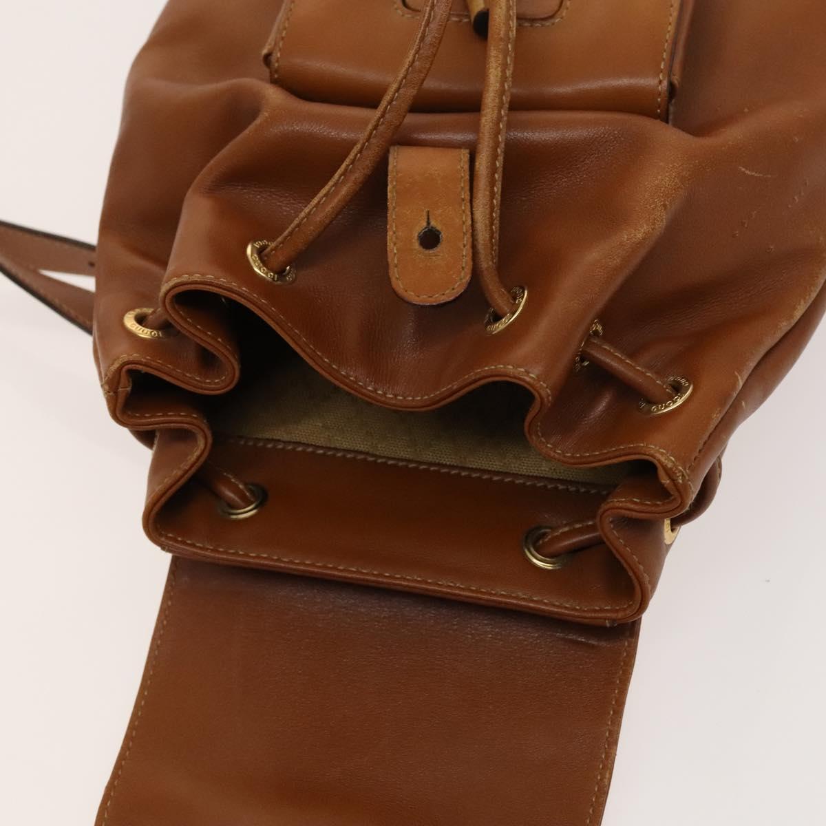 GUCCI Bamboo Backpack Leather Brown Gold 003 1956 0030 Auth ep8855