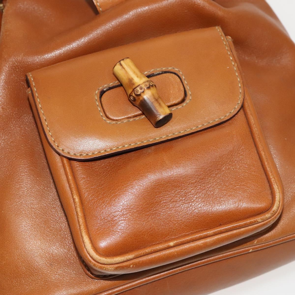 GUCCI Bamboo Backpack Leather Brown Gold 003 1956 0030 Auth ep8855