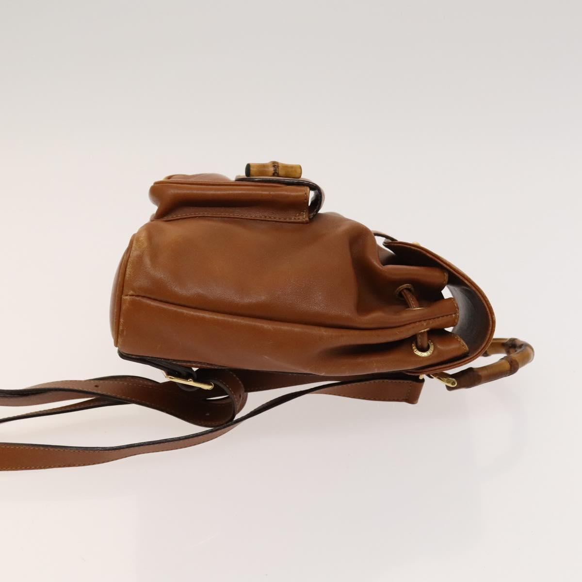 GUCCI Bamboo Backpack Leather Brown Gold 003 1956 0030 Auth ep8855