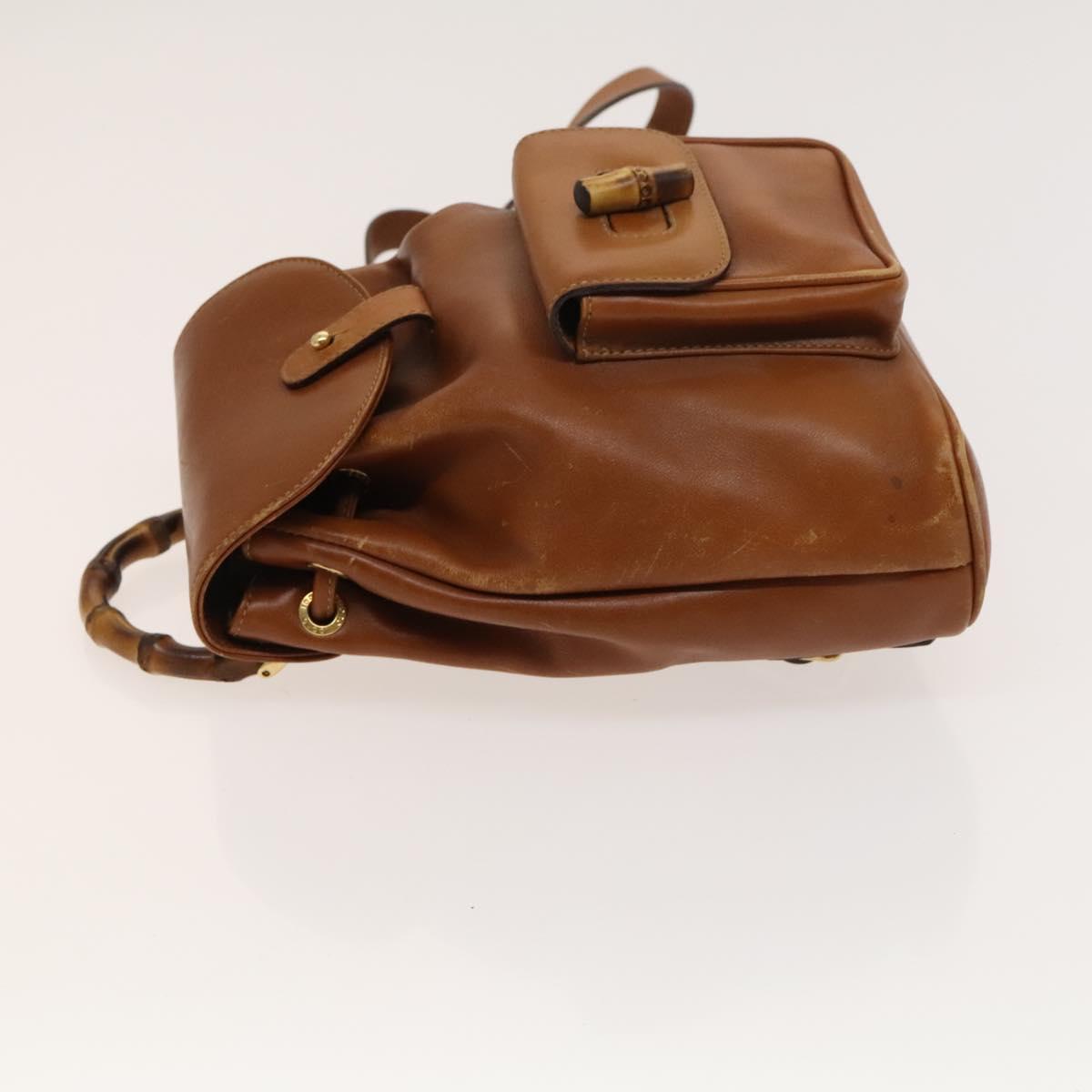 GUCCI Bamboo Backpack Leather Brown Gold 003 1956 0030 Auth ep8855