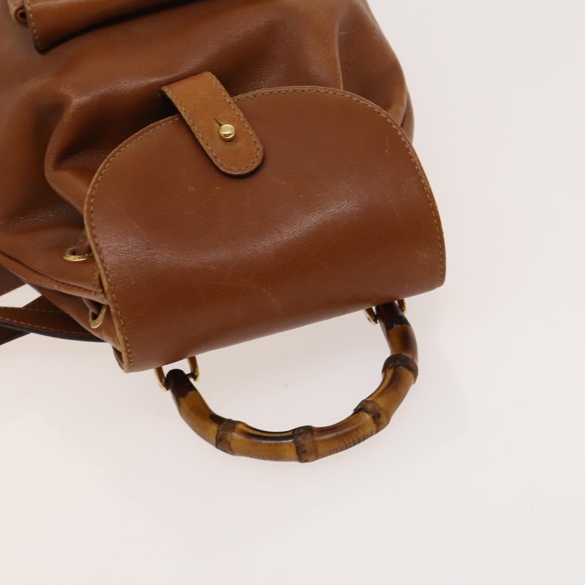 GUCCI Bamboo Backpack Leather Brown Gold 003 1956 0030 Auth ep8855