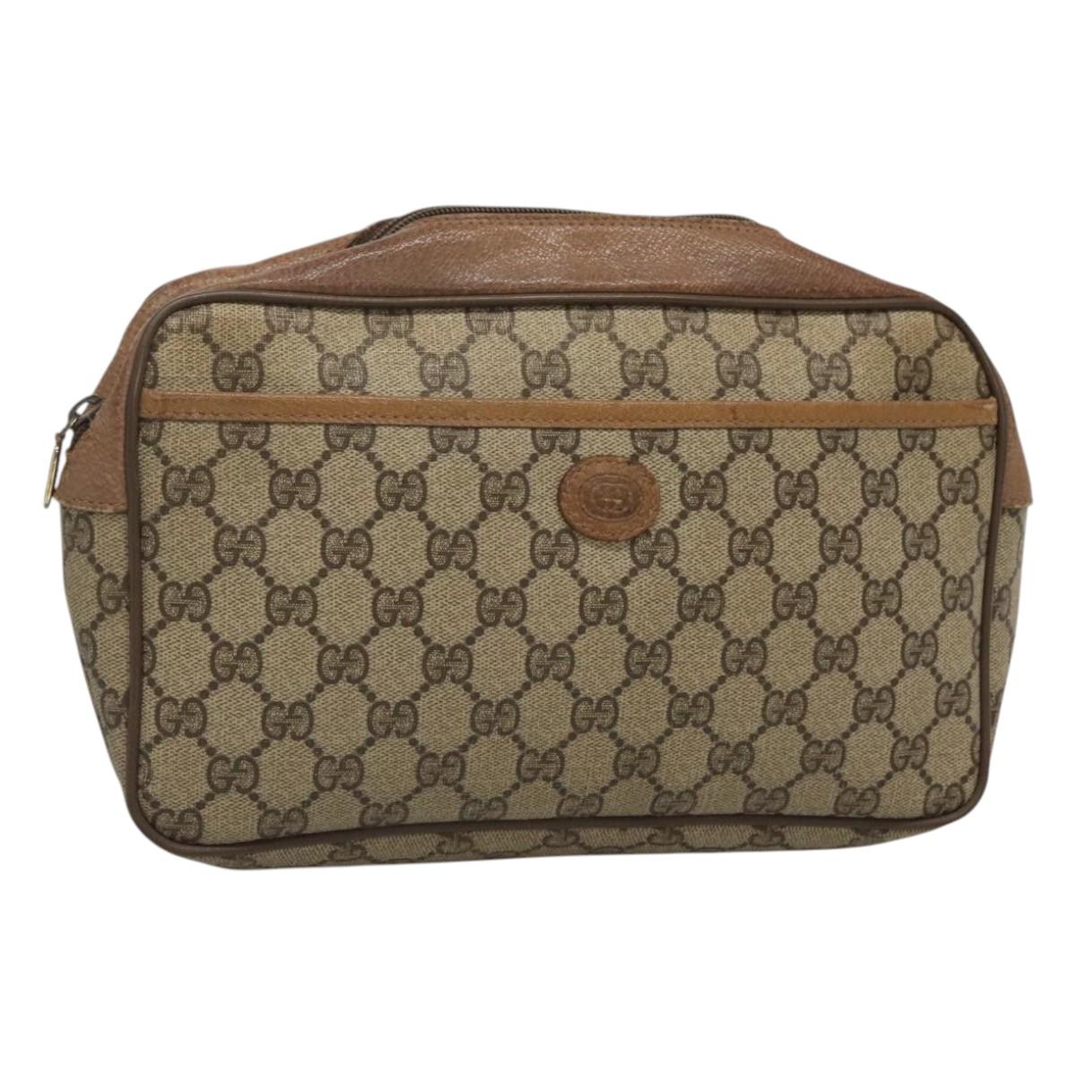 GUCCI GG Supreme Clutch Bag PVC Beige 89 01 044 Auth ep8864