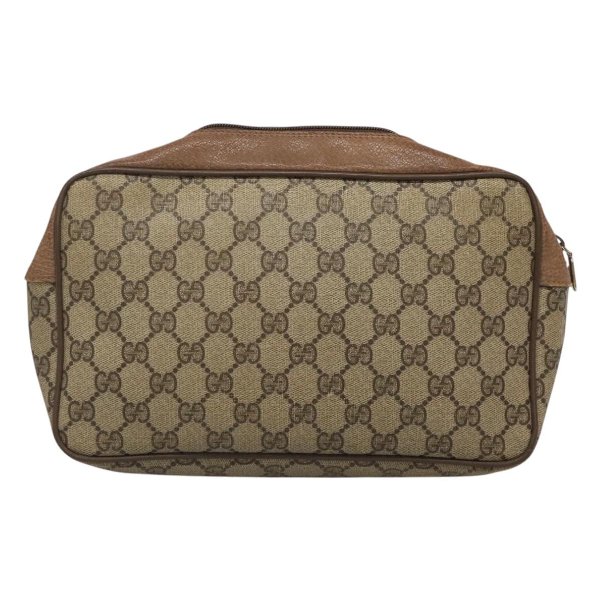 GUCCI GG Supreme Clutch Bag PVC Beige 89 01 044 Auth ep8864