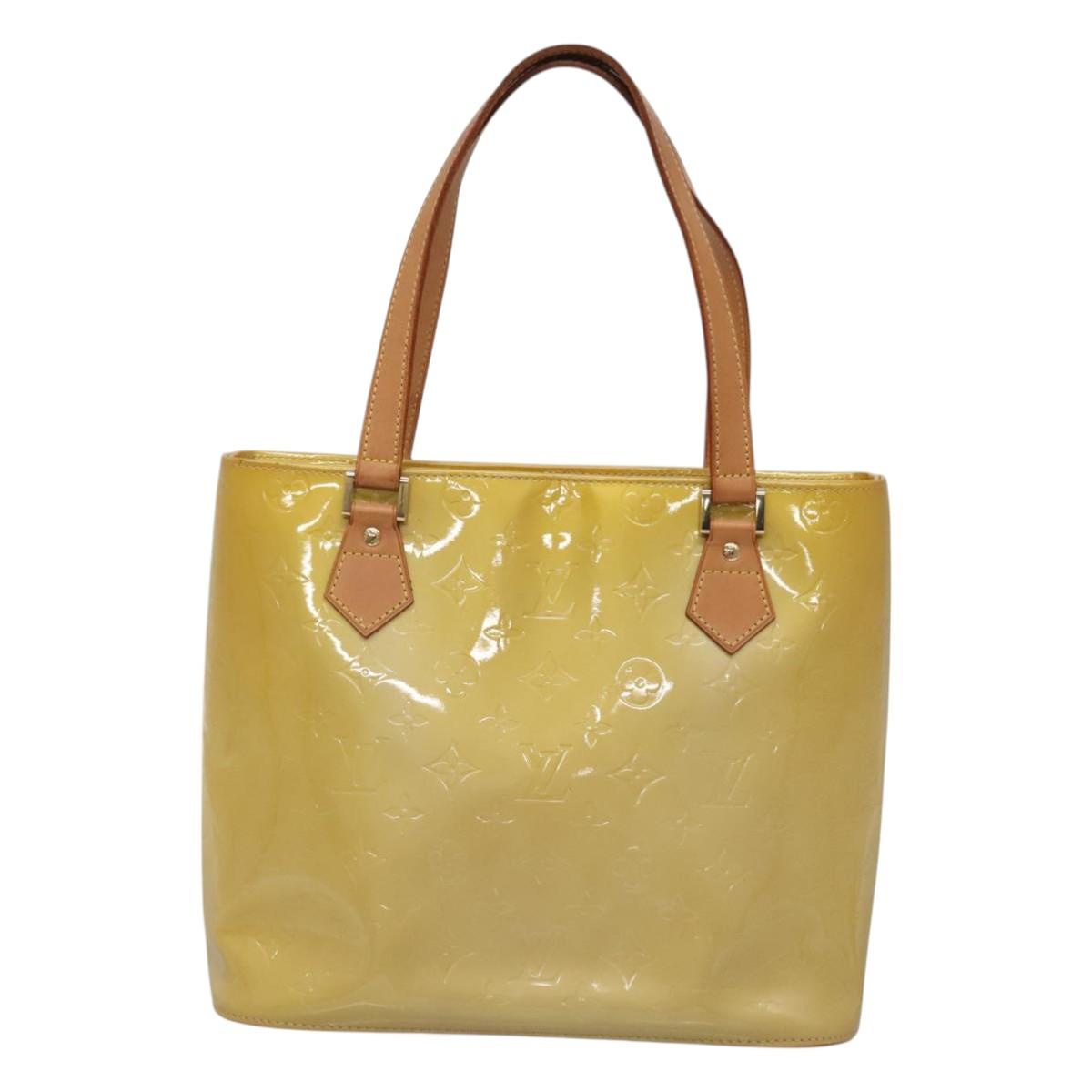 LOUIS VUITTON Monogram Vernis Houston Hand Bag Beige M91004 LV Auth ep8871