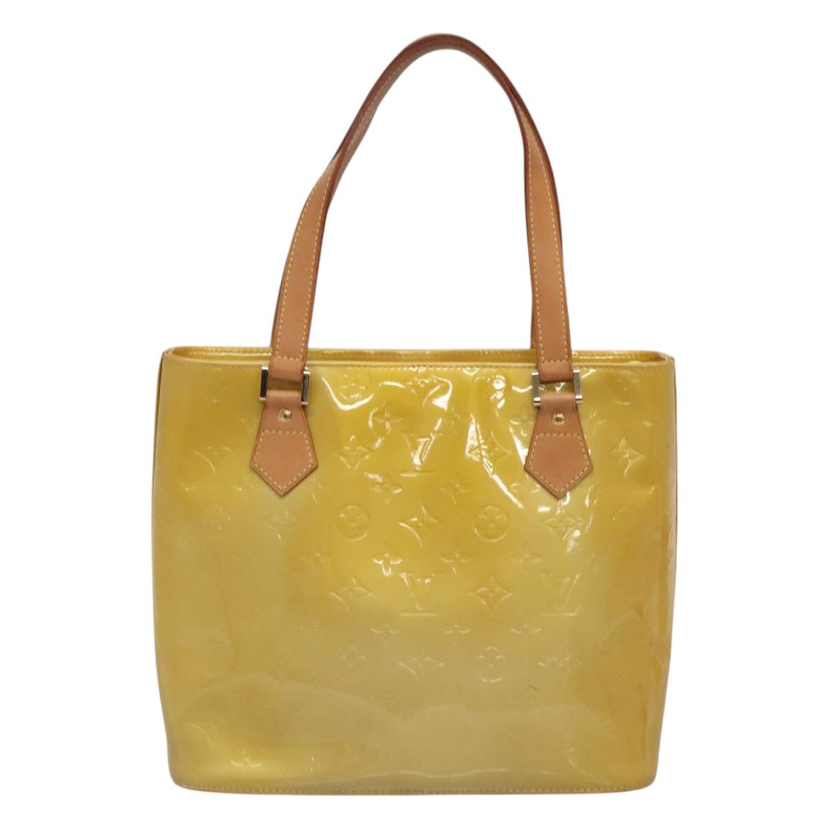 LOUIS VUITTON Monogram Vernis Houston Hand Bag Beige M91004 LV Auth ep8871