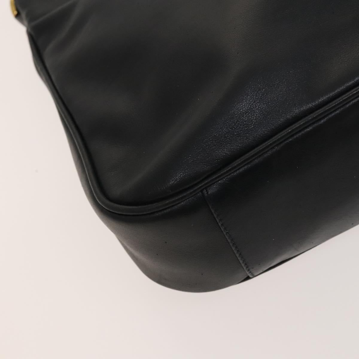 GUCCI Bamboo Hand Bag Leather 2way Black Gold Auth ep8885