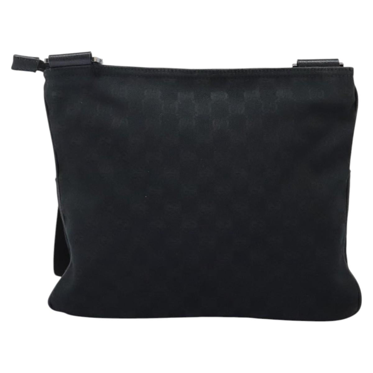 GUCCI GG Canvas Shoulder Bag Black Silver 256100 Auth ep8911