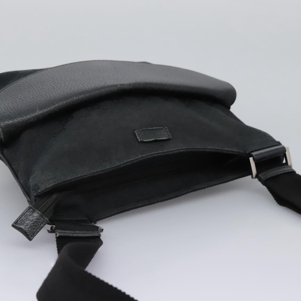 GUCCI GG Canvas Shoulder Bag Black Silver 256100 Auth ep8911