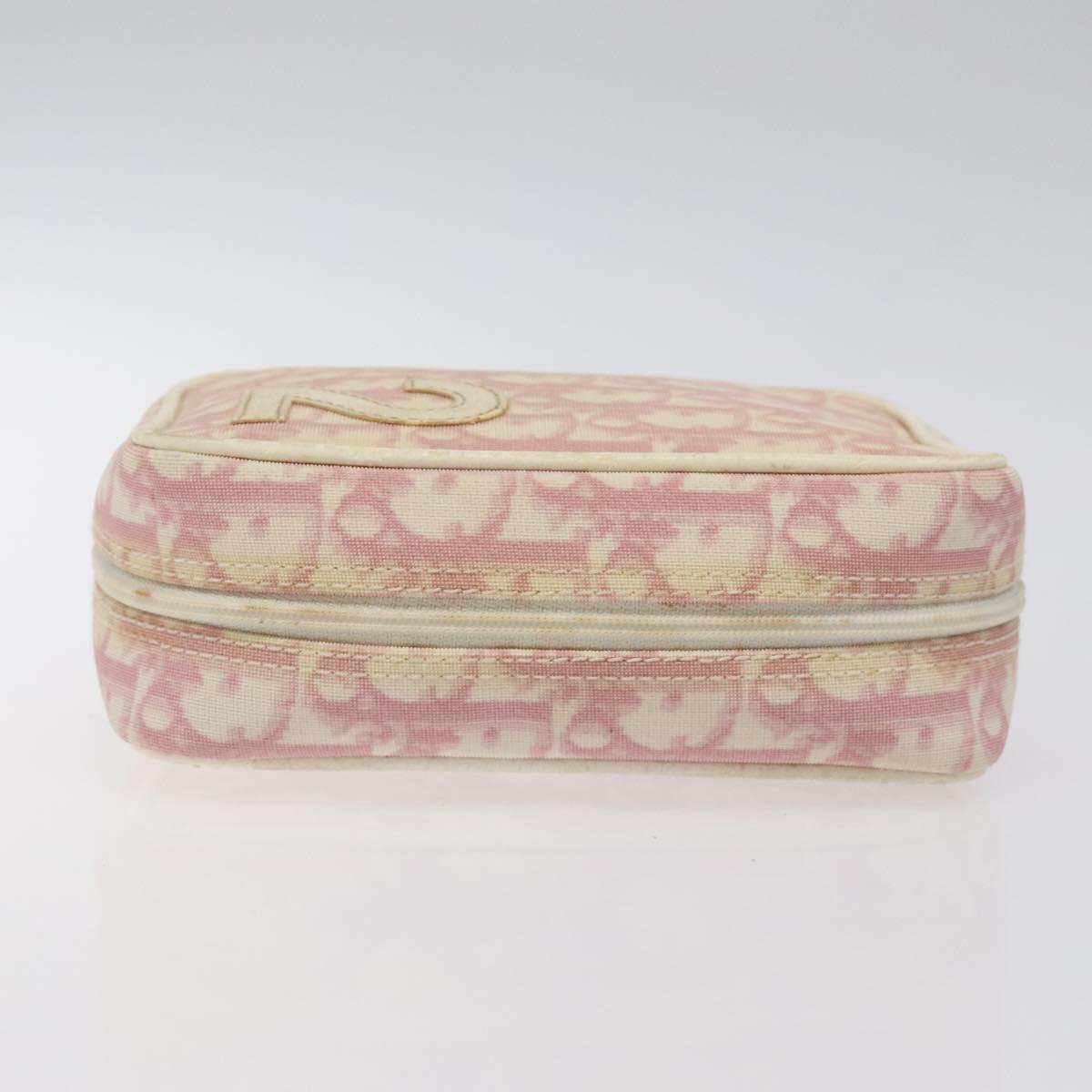 Christian Dior Trotter Canvas Pouch PVC Pink Silver Auth ep8923