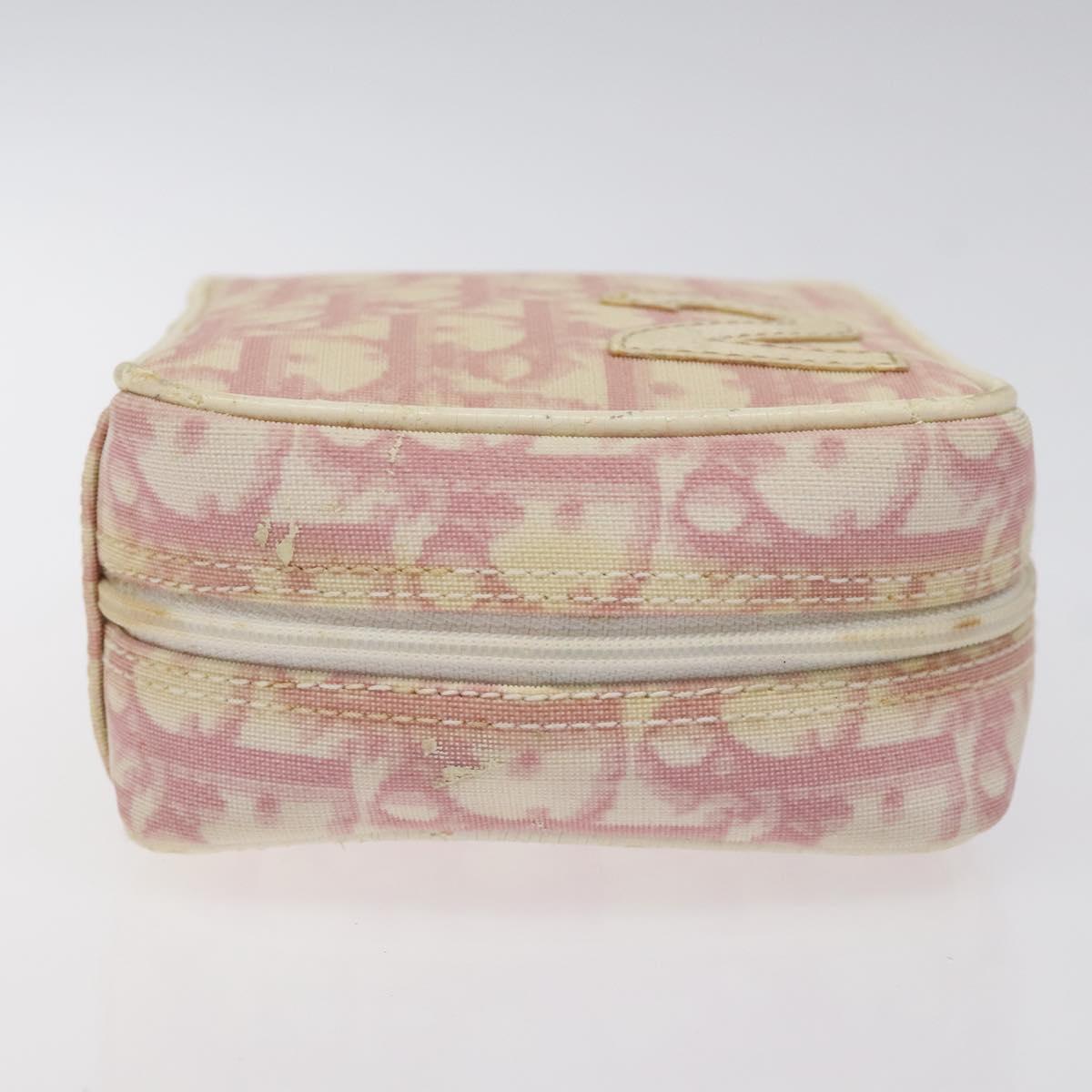 Christian Dior Trotter Canvas Pouch PVC Pink Silver Auth ep8923