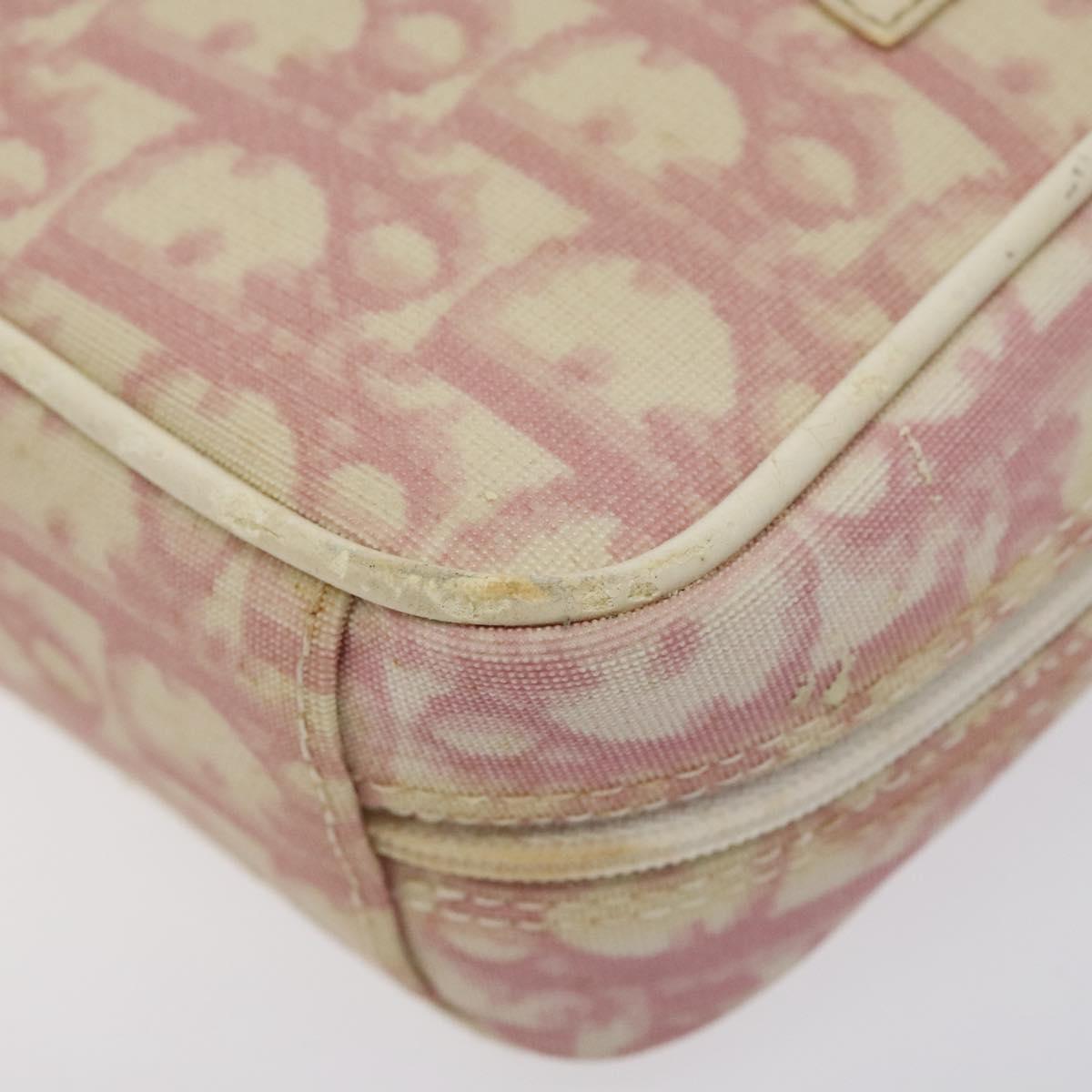 Christian Dior Trotter Canvas Pouch PVC Pink Silver Auth ep8923
