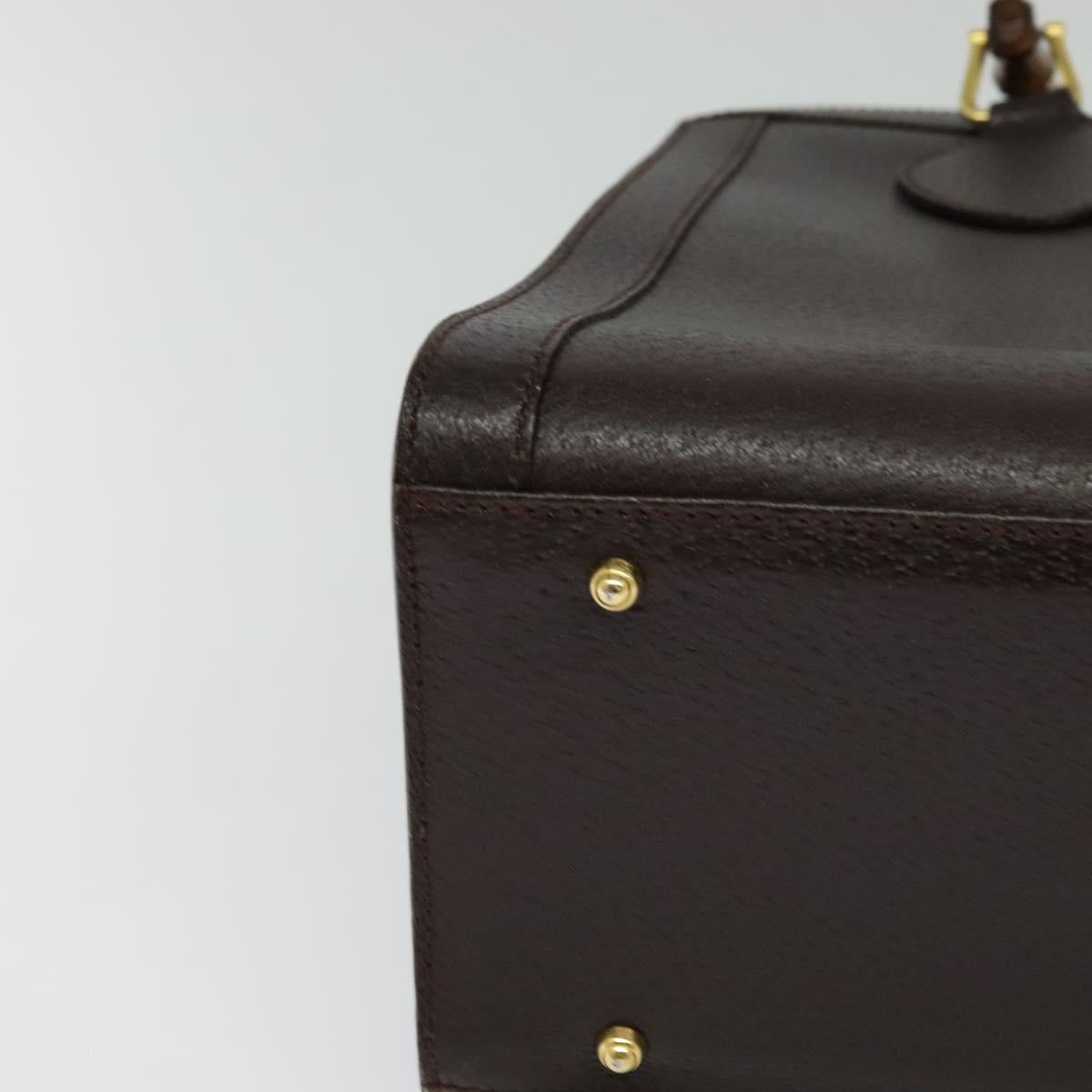 GUCCI Bamboo Hand Bag Leather Brown Gold Auth ep8928