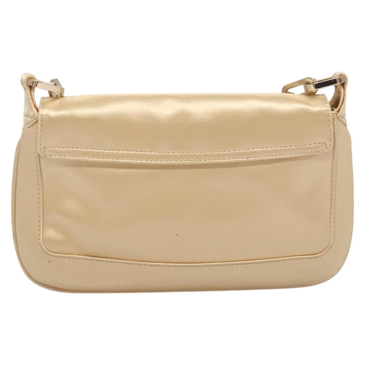 GUCCI Chain Shoulder Bag Satin Gold 007 1705 2033 Auth ep8929