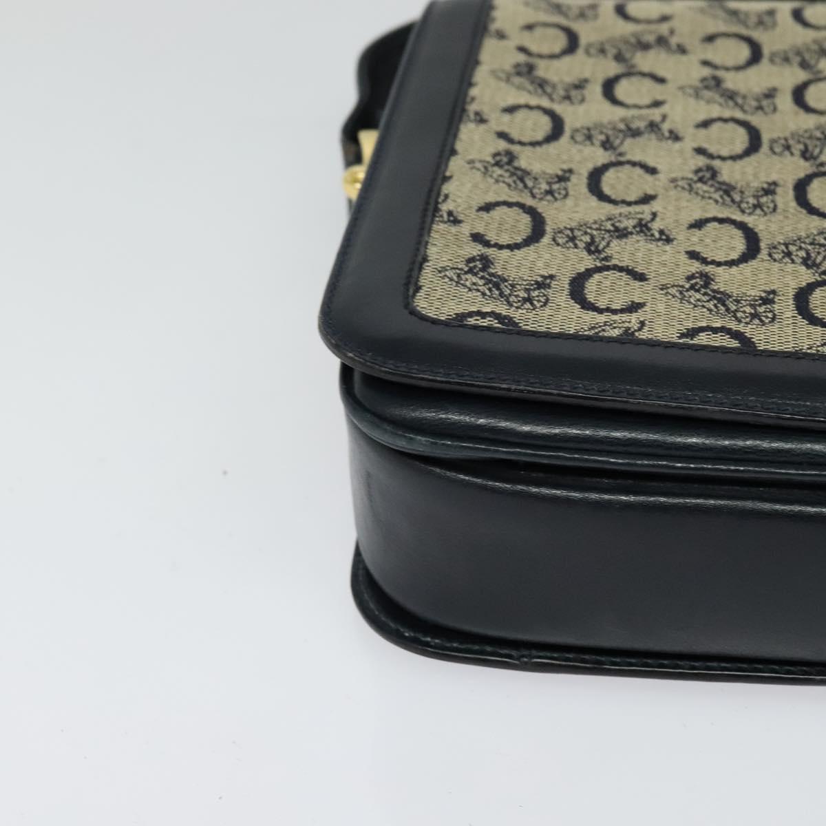 CELINE C Sulky Shoulder Bag Canvas Navy Gold Auth ep8935