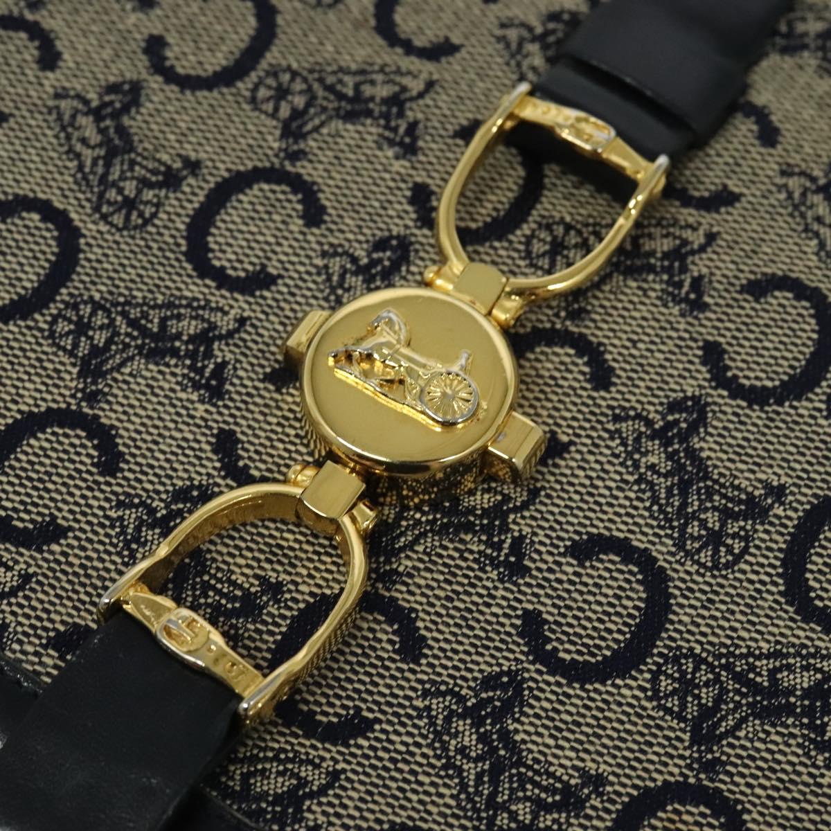 CELINE C Sulky Shoulder Bag Canvas Navy Gold Auth ep8935