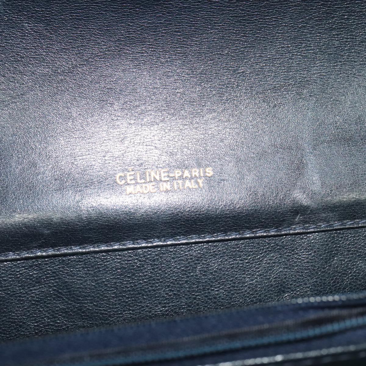 CELINE C Sulky Shoulder Bag Canvas Navy Gold Auth ep8935
