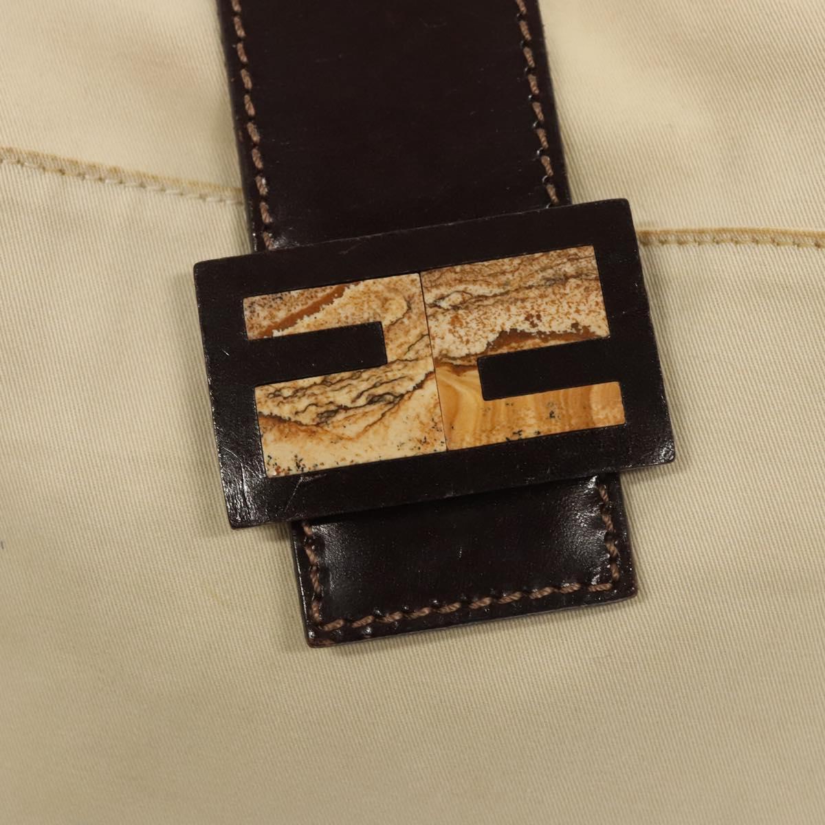 FENDI Shoulder Bag Canvas White Auth ep8951