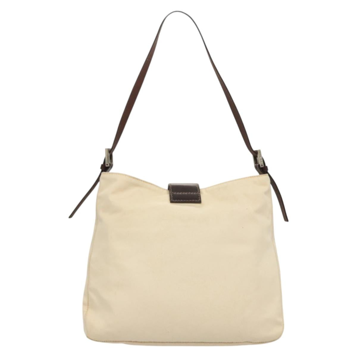 FENDI Shoulder Bag Canvas White Auth ep8951