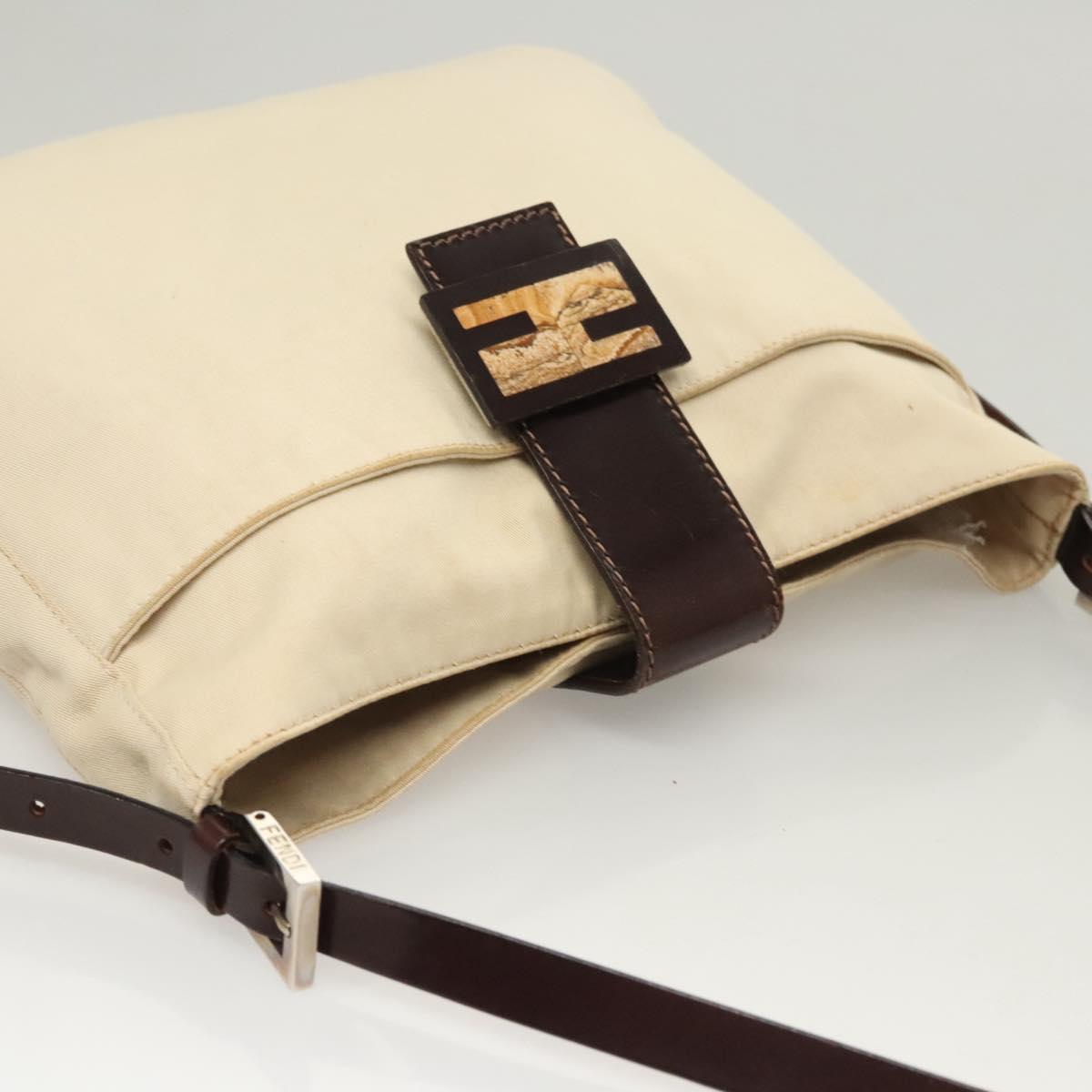 FENDI Shoulder Bag Canvas White Auth ep8951