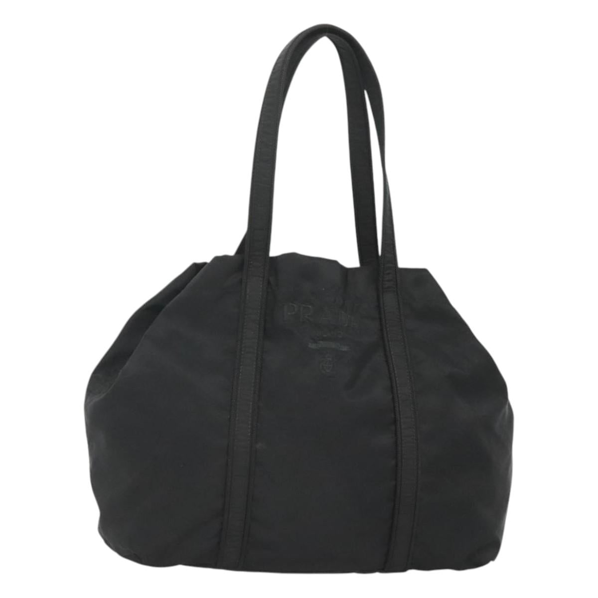 PRADA Tote Bag Nylon Black Silver Auth ep8954