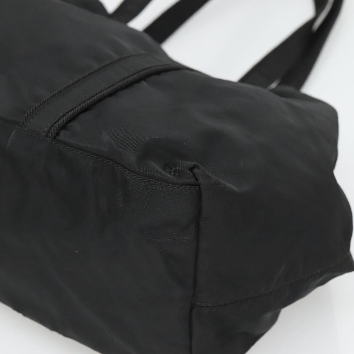 PRADA Tote Bag Nylon Black Silver Auth ep8954