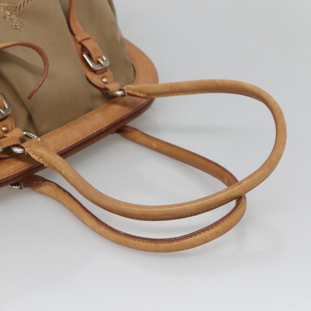 PRADA Tote Bag Canvas Beige Silver Auth ep8959