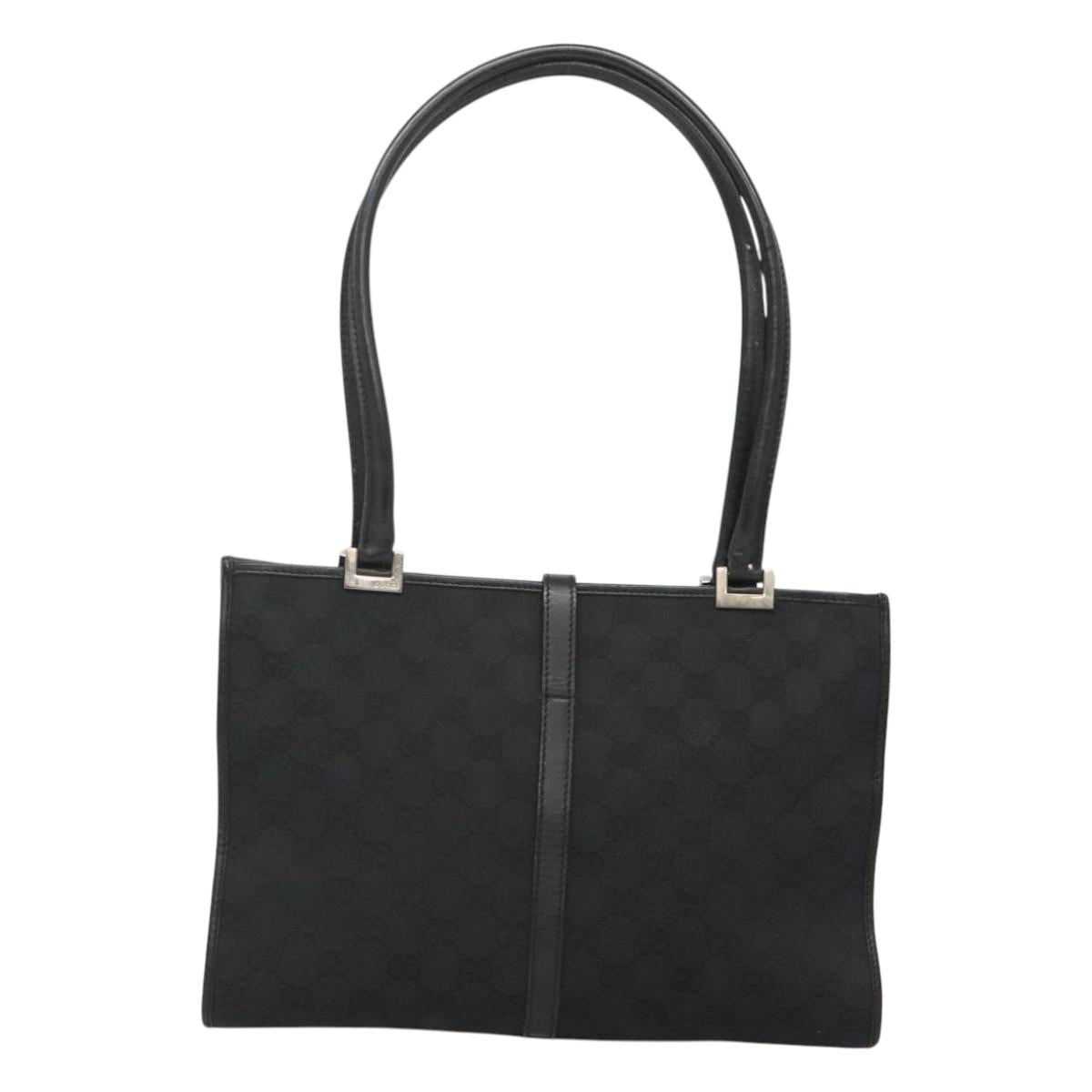 GUCCI GG Canvas Jackie Hand Bag Black Silver 002 1073 Auth ep8992